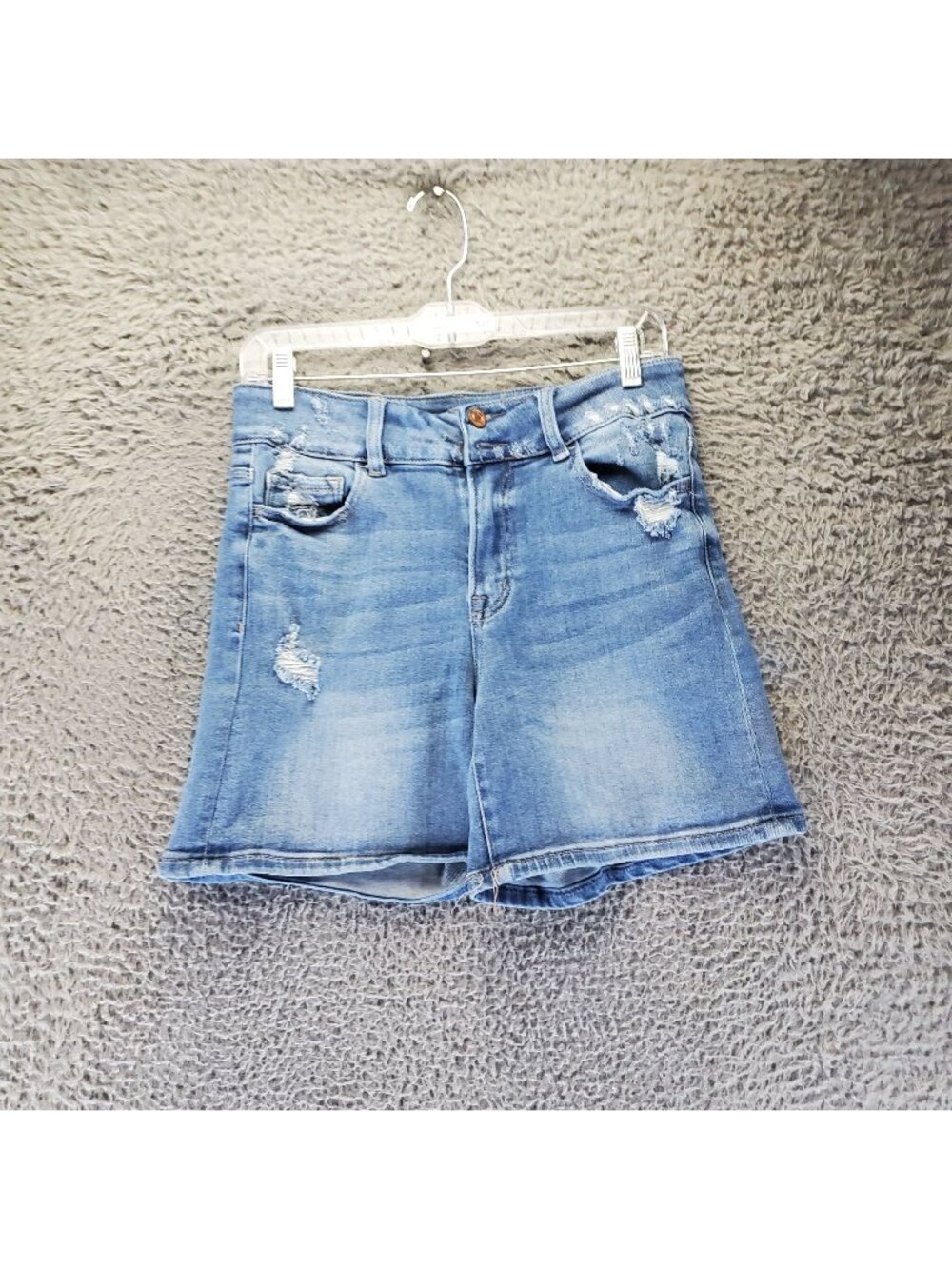 Vervet Shorts Womens Medium Blue Distressed Stretch Denim High Waisted Mom